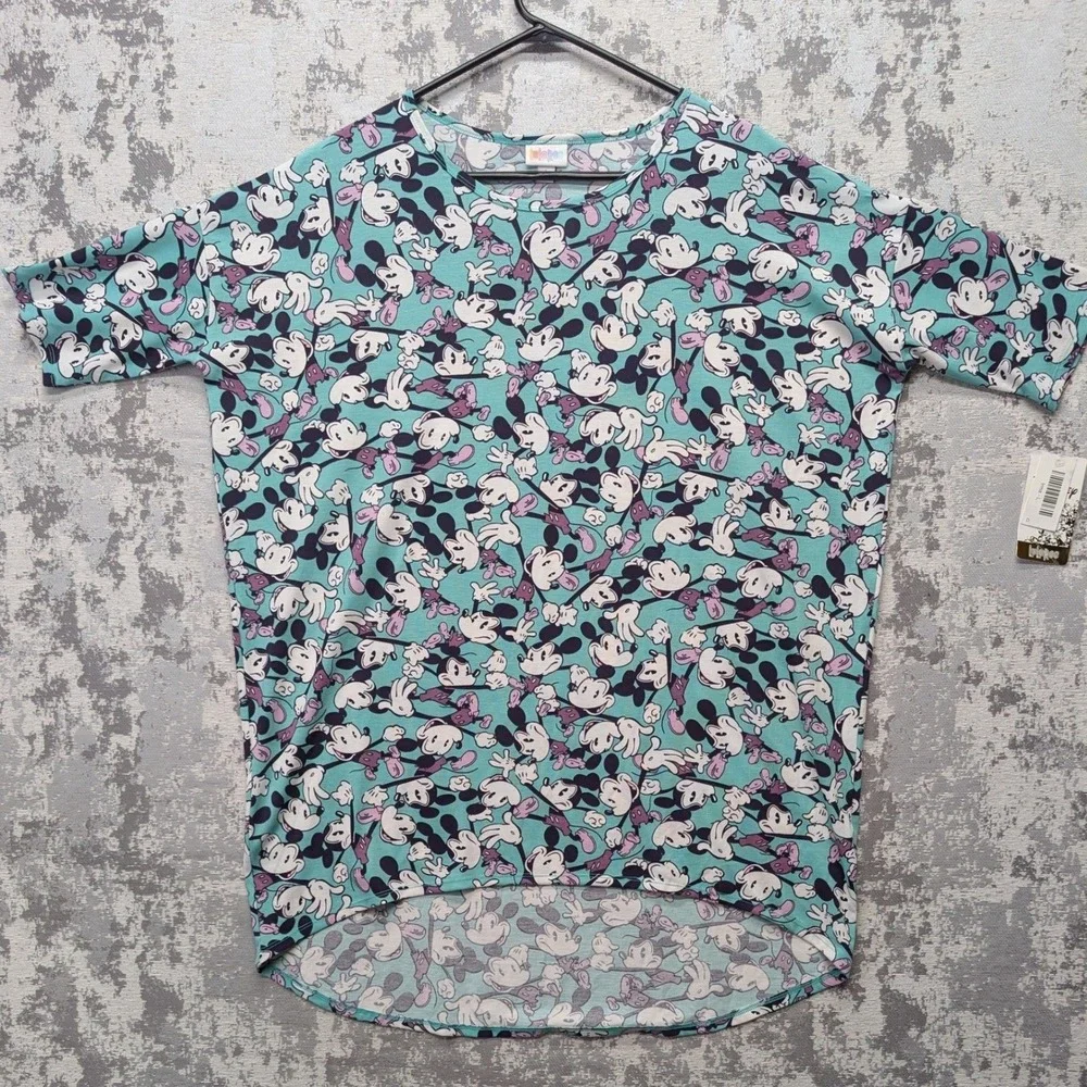 LuLaRoe Disney Mickey Mouse Mint Green Graphic T Shirt Size L